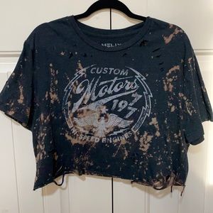 ONE OF A KIND Custom Motors Bleached Crop T-shirt